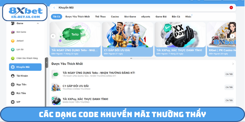 Các dạng code khuyến mãi thường thấy