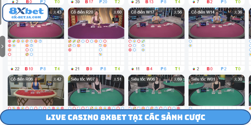 Live casino 8Xbet tại các sảnh cược