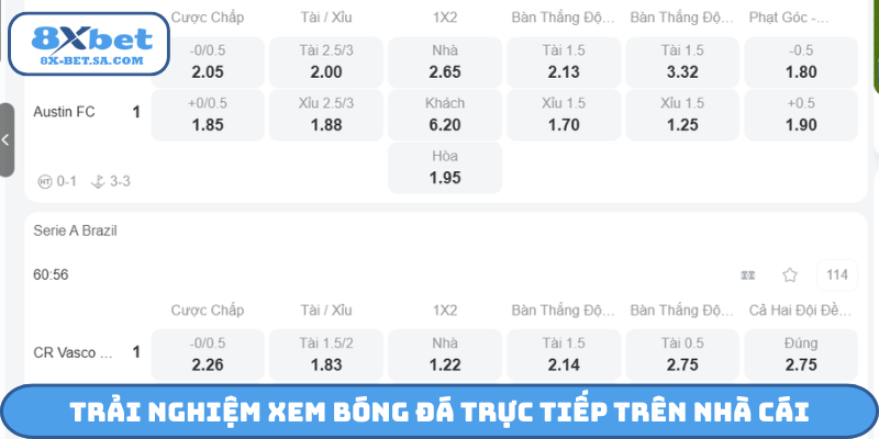 Trải nghiệm xem bóng đá trực tiếp trên nhà cái